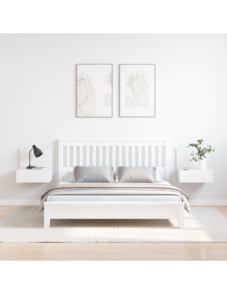 Comodino 2 pcs Bianco 42 x 32,5 x 40 cm Legno di pino massello