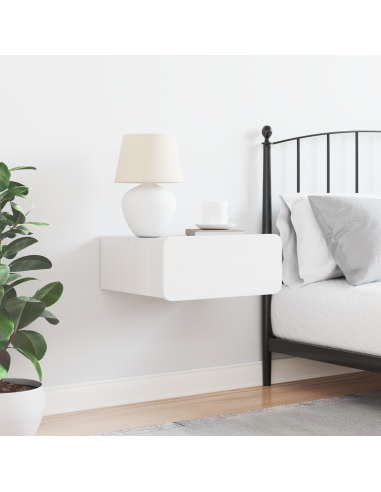 Comodino Bianco 39 x 34 x 16,5 cm Legno di pino massello