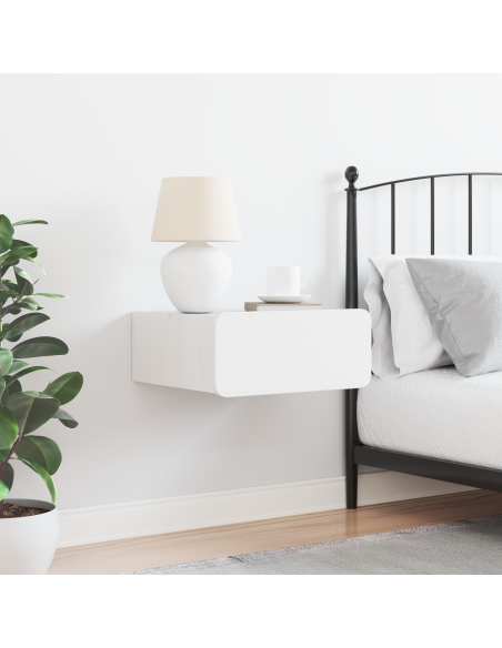 Comodino Bianco 39 x 34 x 16,5 cm Legno di pino massello