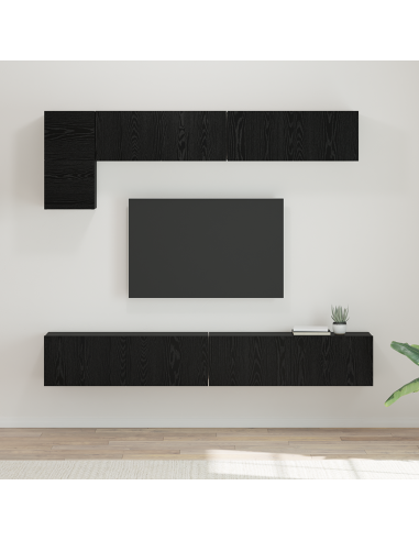 Set mobile TV 5 pcs Rovere Nero Legno multistrato