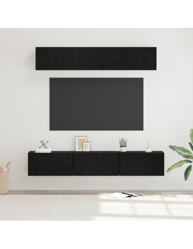 Set mobile TV 5 pcs Rovere Nero Legno multistrato