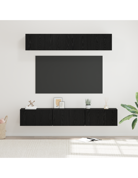 Set mobile TV 5 pcs Rovere Nero Legno multistrato