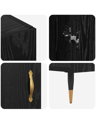 Credenza Rovere Nero 90 x 34 x 80 cm Legno multistrato