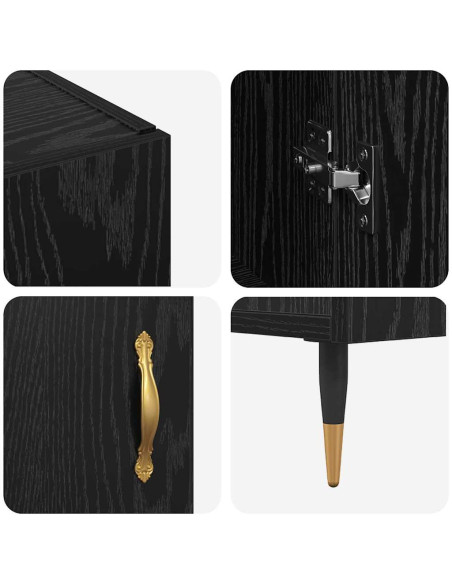 Credenza Rovere Nero 90 x 34 x 80 cm Legno multistrato