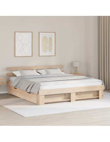 Struttura del letto Marrone 200 x 200 cm Pino massello