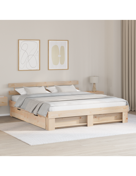 Struttura del letto Marrone 200 x 200 cm Pino massello