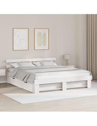 Struttura del letto Bianco 200 x 200 cm Pino massello