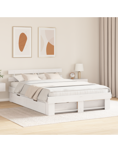 Struttura del letto Bianco 150 x 200 cm Pino massello