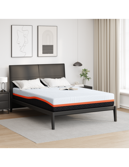 Materasso Bianco e Grigio 140 x 200 cm Tessuto Jacquard