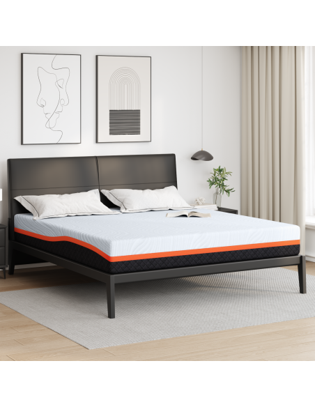 Materasso Bianco e Grigio 180 x 200 cm Tessuto Jacquard