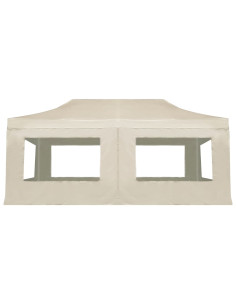 Gazebo Professionale Pieghevole Alluminio con Pareti 6x3m Crema