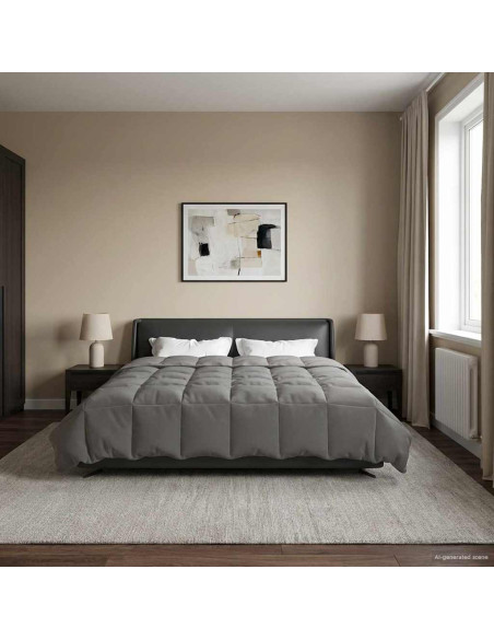 Piumone Completo Annuale Grigio chiaro 200 x 220 cm Microfibra