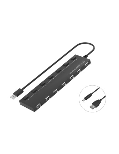 Conceptronic HUBBIES08B hub di interfaccia USB 2.0 480 Mbit/s Nero
