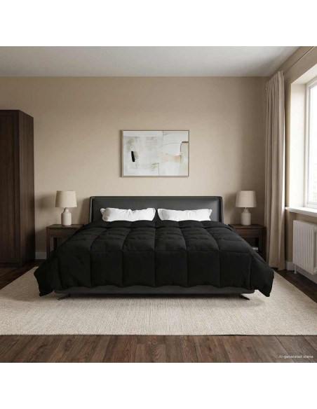 Piumone Completo Annuale Nero 240 x 260 cm Microfibra