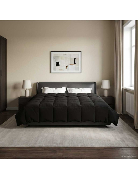 Piumone Completo Annuale Nero 220 x 260 cm Microfibra