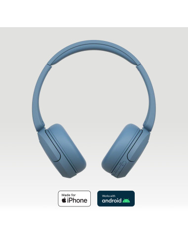 Sony Cuffie Bluetooth wireless WH-CH520 - Durata della batteria fino a 50 ore con ricarica rapida, stile on-ear - Blu