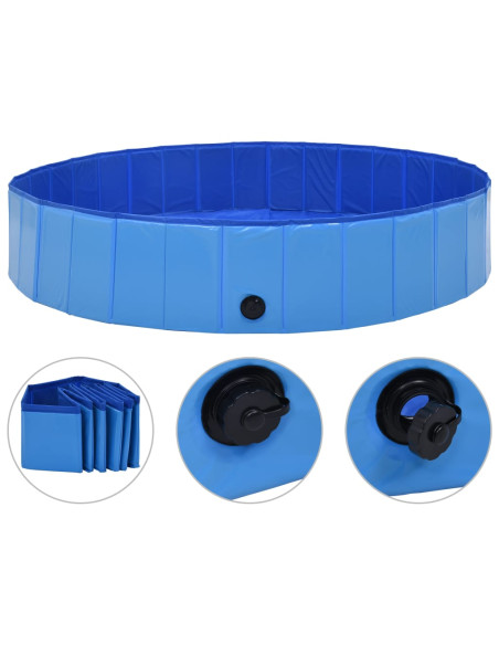 Piscina per Cani Pieghevole Blu 160x30 cm in PVC