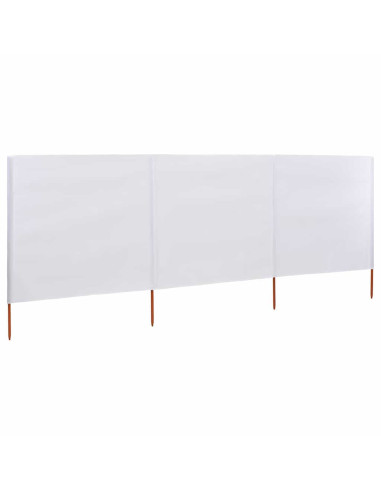 Paravento a 3 Pannelli in Tessuto 400x80 cm Bianco Sabbia