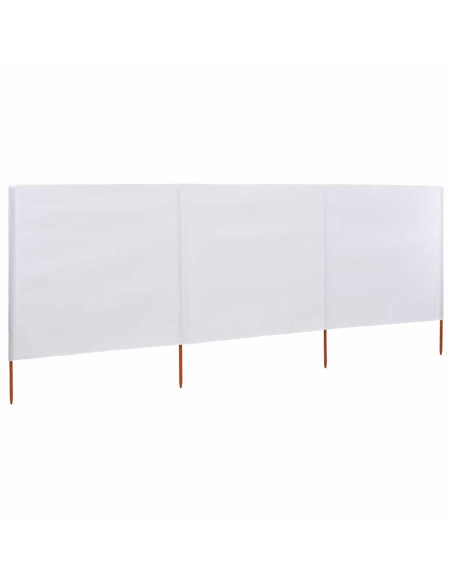 Paravento a 3 Pannelli in Tessuto 400x80 cm Bianco Sabbia