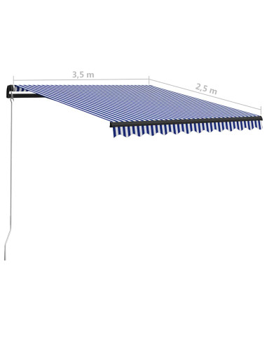 Tenda da Sole Retrattile Manuale 350x250 cm Blu e Bianca