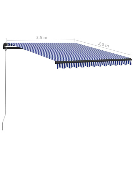 Tenda da Sole Retrattile Manuale 350x250 cm Blu e Bianca