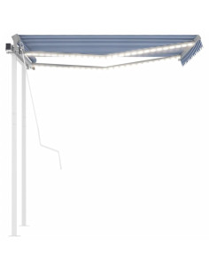 Tenda da Sole Automatica LED Sensore Vento 3,5x2,5 m Blu Bianca