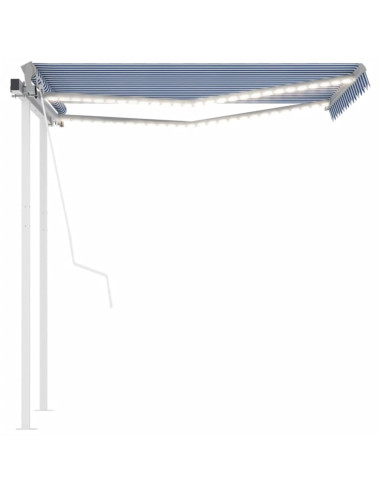 Tenda da Sole Automatica LED Sensore Vento 3,5x2,5 m Blu Bianca