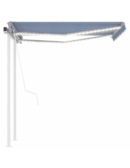 Tenda da Sole Automatica LED Sensore Vento 3,5x2,5 m Blu Bianca