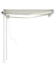 Tenda da Sole Automatica Sensore Vento e LED 3,5x2,5 m Crema