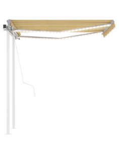 Tenda Automatica Sensore Vento e LED 3,5x2,5 m Gialla e Bianca