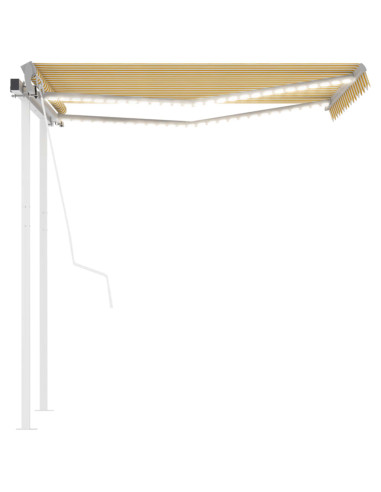 Tenda Automatica Sensore Vento e LED 3,5x2,5 m Gialla e Bianca