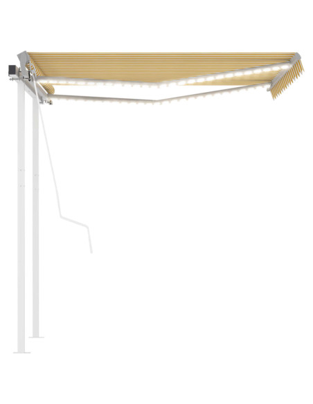 Tenda Automatica Sensore Vento e LED 3,5x2,5 m Gialla e Bianca