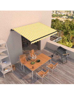 Tenda da Sole Retrattile Manuale 350x250 cm Gialla e Bianca