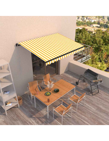 Tenda da Sole Retrattile Manuale 350x250 cm Gialla e Bianca