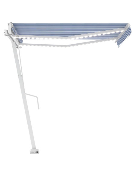 Tenda Automatica con Sensore Vento e LED 350x250 cm Blu Bianca