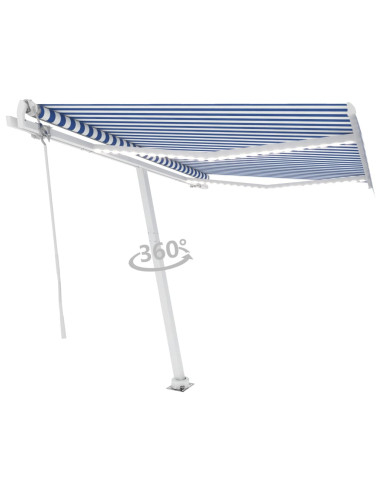 Tenda Automatica con Sensore Vento e LED 350x250 cm Blu Bianca