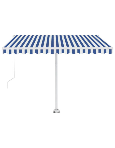Tenda Automatica con Sensore Vento e LED 350x250 cm Blu Bianca