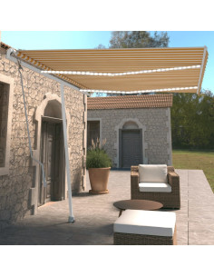 Tenda Automatica Sensore Vento e LED 350x250 cm Gialla Bianca