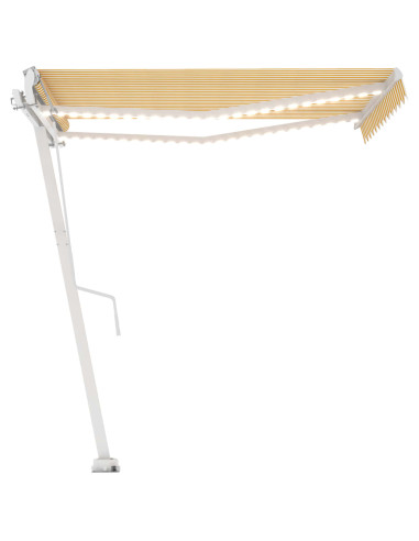 Tenda Automatica Sensore Vento e LED 350x250 cm Gialla Bianca