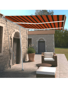 Tenda Automatica Sensore Vento e LED 350x250 cm Arancio Marrone