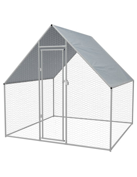 Gabbia per Polli da Esterno in Acciaio Zincato 2x2x1,92 m