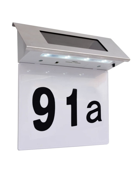 Luce Solare a LED per Numero Civico in Acciaio Inossidabile