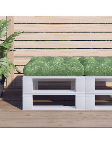 Cuscino per Pallet con Motivo a Foglie 50x50x12 cm in Tessuto