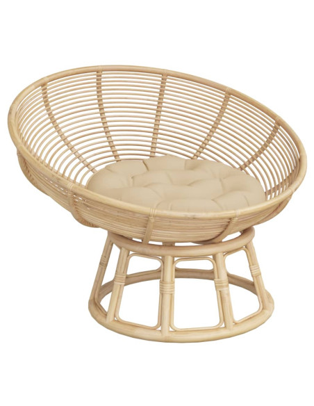 Cuscino Rotondo Beige Ø 60x11 cm in Tessuto Oxford