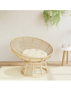 Cuscino Rotondo Crema Ø 60x11 cm in Tessuto Oxford