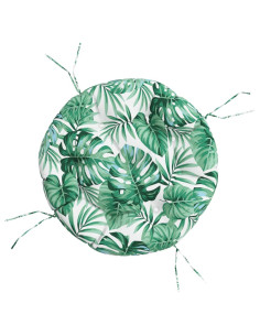 Cuscino Rotondo Motivo a Foglie Ø 60x11 cm in Tessuto Oxford 2