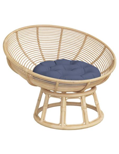 Cuscino Rotondo Blu Marino Ø 60x11 cm in Tessuto Oxford