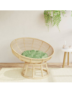 Cuscino Rotondo Motivo a Foglie Ø 60x11 cm in Tessuto Oxford