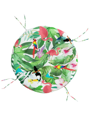 Cuscino Rotondo Multicolore Ø 100x11 cm in Tessuto Oxford