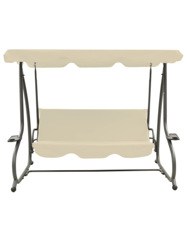 Panchina a Dondolo da Giardino con Baldacchino Bianco Sabbia